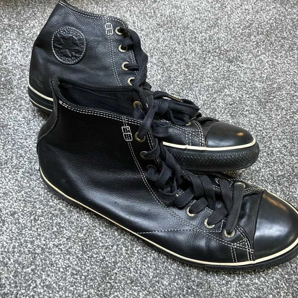 Converse Chuck Taylor Size 12 All Star Leather High Top Black Sneakers Men's - Picture 5 of 6